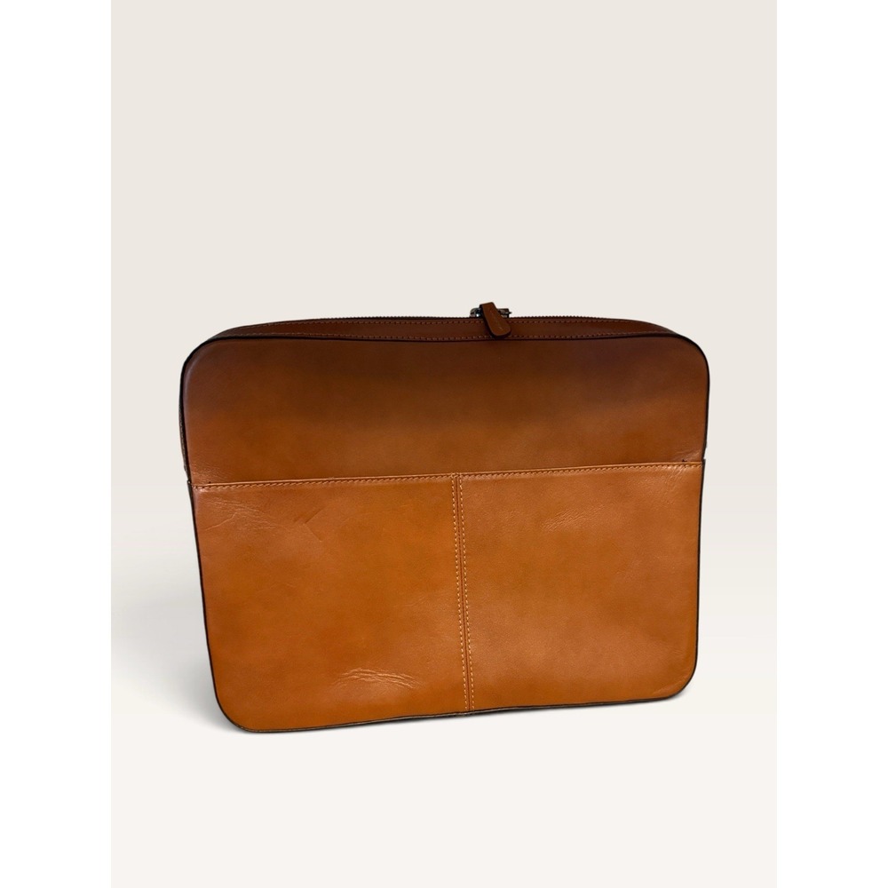 MARK AND GRAHAM LEATHER LAPTOP ZIPPER CASE CAMEL BROWN